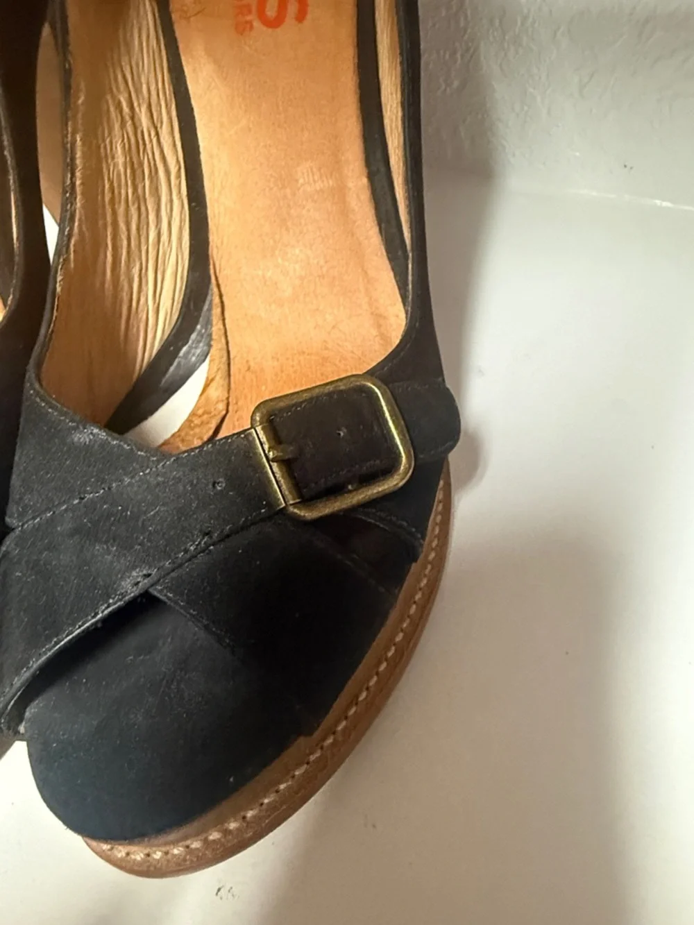 Michael Kors Black Suede Open-Toe Platform Wedges with Buckle - Picture 3 of 16
